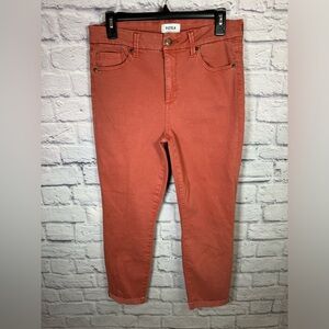 PISTOLA coral/orange denim trouser/straight leg cropped pants women’s size 30‎